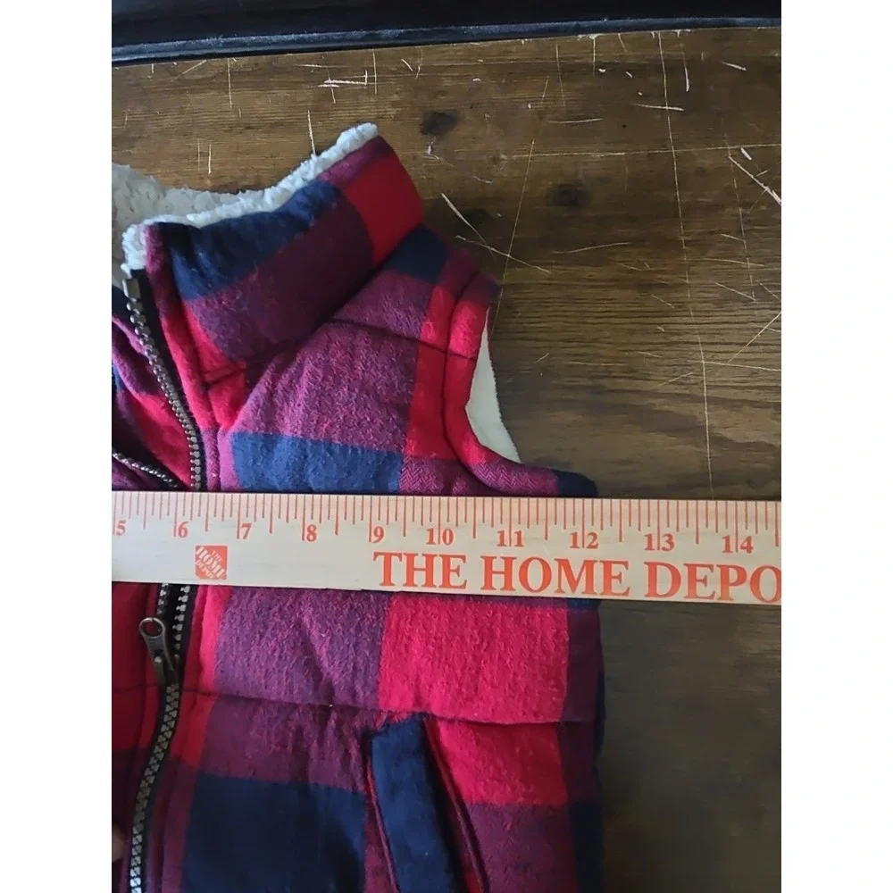 Old Navy Baby Boys Vest 12-18 Months‎ Red Buffalo Plaid Sherpa Lined Quilted